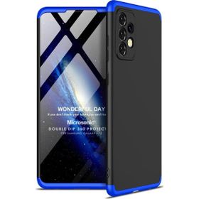 Microsonic Samsung Galaxy A72 Double Dip 360 Protective Siyah Mavi Kılıf