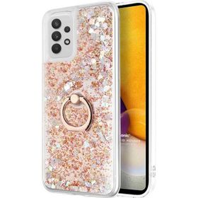 Microsonic Samsung Galaxy A72 Glitter Liquid Holder Gold Kılıf