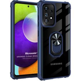 Microsonic Samsung Galaxy A72 Grande Clear Ring Holder Lacivert Kılıf