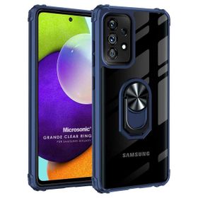 Microsonic Samsung Galaxy A72 Grande Clear Ring Holder Lacivert Kılıf