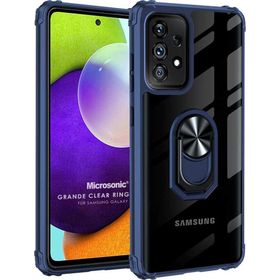 Microsonic Samsung Galaxy A72 Grande Clear Ring Holder Lacivert Kılıf