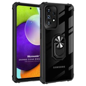 Microsonic Samsung Galaxy A72 Grande Clear Ring Holder Siyah Kılıf