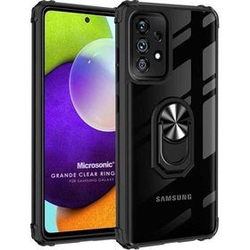 Microsonic Samsung Galaxy A72 Grande Clear Ring Holder Siyah Kılıf