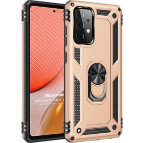Microsonic Samsung Galaxy A72 Military Ring Holder Gold Kılıf