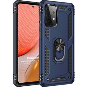 Microsonic Samsung Galaxy A72 Military Ring Holder Lacivert Kılıf