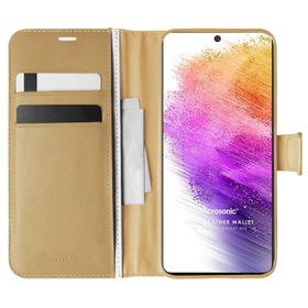 Microsonic Samsung Galaxy A73 5G Delux Leather Wallet Gold Cep Telefonu Kılıfı