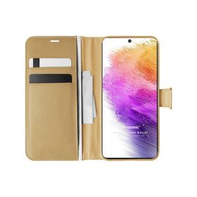 Microsonic Samsung Galaxy A73 5G Delux Leather Wallet Gold Cep Telefonu Kılıfı
