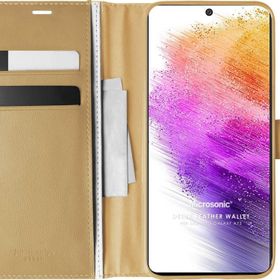 Microsonic Samsung Galaxy A73 5G Delux Leather Wallet Gold Cep Telefonu Kılıfı