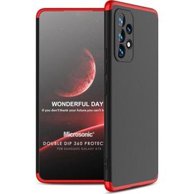 Microsonic Samsung Galaxy A73 5G Double Dip 360 Protective Siyah Kırmızı Kılıf