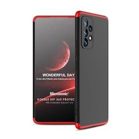 Microsonic Samsung Galaxy A73 5G Double Dip 360 Protective Siyah Kırmızı Kılıf