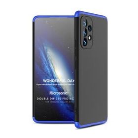 Microsonic Samsung Galaxy A73 5G Double Dip 360 Protective Siyah Mavi Kılıf