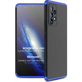 Microsonic Samsung Galaxy A73 5G Double Dip 360 Protective Siyah Mavi Kılıf