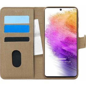 Microsonic Samsung Galaxy A73 5G Fabric Book Wallet Gold Cep Telefonu Kılıf