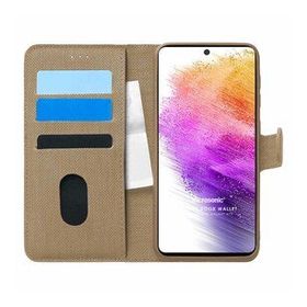Microsonic Samsung Galaxy A73 5G Fabric Book Wallet Gold Cep Telefonu Kılıf