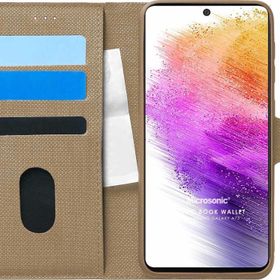 Microsonic Samsung Galaxy A73 5G Fabric Book Wallet Gold Cep Telefonu Kılıf