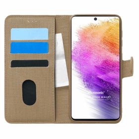 Microsonic Samsung Galaxy A73 5G Fabric Book Wallet Gold Cep Telefonu Kılıf