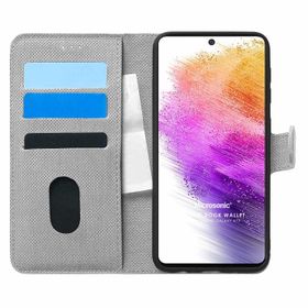 Microsonic Samsung Galaxy A73 5G Fabric Book Wallet Gri Cep Telefonu Kılıf