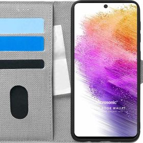 Microsonic Samsung Galaxy A73 5G Fabric Book Wallet Gri Cep Telefonu Kılıf