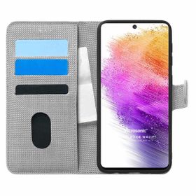Microsonic Samsung Galaxy A73 5G Fabric Book Wallet Gri Cep Telefonu Kılıf