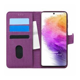 Microsonic Samsung Galaxy A73 5G Fabric Book Wallet Mor Cep Telefonu Kılıf