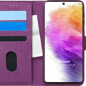 Microsonic Samsung Galaxy A73 5G Fabric Book Wallet Mor Cep Telefonu Kılıf
