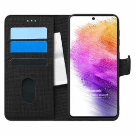Microsonic Samsung Galaxy A73 5G Fabric Book Wallet Siyah Kılıf