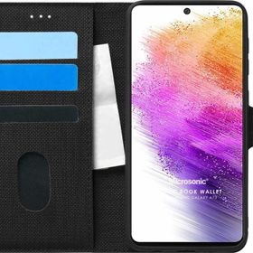 Microsonic Samsung Galaxy A73 5G Fabric Book Wallet Siyah Kılıf