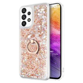 Microsonic Samsung Galaxy A73 5G Glitter Liquid Holder Gold Cep Telefonu Kılıfı