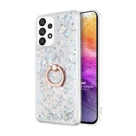 Microsonic Samsung Galaxy A73 5G Glitter Liquid Holder Gümüş Cep Telefonu Kılıf