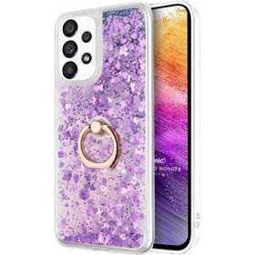 Microsonic Samsung Galaxy A73 5G Glitter Liquid Holder Mor Cep Telefonu Kılıfı