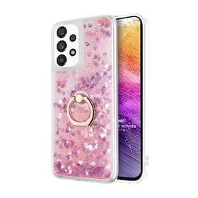 Microsonic Samsung Galaxy A73 5G Glitter Liquid Holder Pembe Cep Telefonu Kılıf