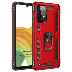 Microsonic Samsung Galaxy A73 5G Military Ring Holder Kırmızı Kılıf