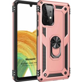 Microsonic Samsung Galaxy A73 5G Military Ring Holder Rose Gold Cep Telefonu Kılıf