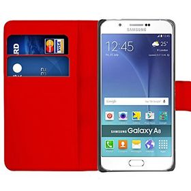Microsonic Samsung Galaxy A8 Cüzdanlı Deri Kırmızı Telefon Kılıf
