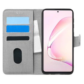 Microsonic Samsung Galaxy A81 Fabric Book Wallet Gri Cep Telefonu Kılıf