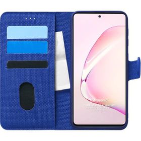 Microsonic Samsung Galaxy A81 Fabric Book Wallet Lacivert Kılıf