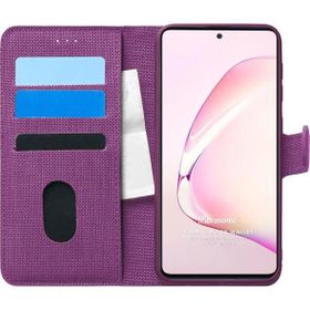 Microsonic Samsung Galaxy A81 Fabric Book Wallet Mor Cep Telefonu Kılıf