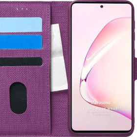 Microsonic Samsung Galaxy A81 Fabric Book Wallet Mor Cep Telefonu Kılıf