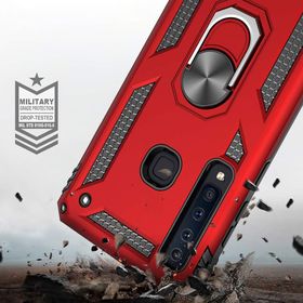 Microsonic Samsung Galaxy A9 2018 Military Ring Holder Kırmızı Kılıf