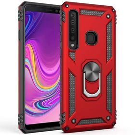 Microsonic Samsung Galaxy A9 2018 Military Ring Holder Kırmızı Kılıf