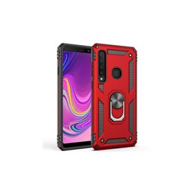 Microsonic Samsung Galaxy A9 2018 Military Ring Holder Kırmızı Kılıf