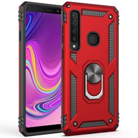 Microsonic Samsung Galaxy A9 2018 Military Ring Holder Kırmızı Kılıf