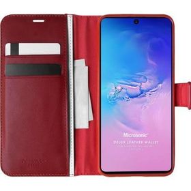Microsonic Samsung Galaxy A91 Delux Leather Wallet Kırmızı Kılıf