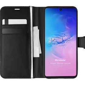 Microsonic Samsung Galaxy A91 Delux Leather Wallet Siyah Kılıf