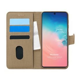 Microsonic Samsung Galaxy A91 Fabric Book Wallet Gold Cep Telefonu Kılıf