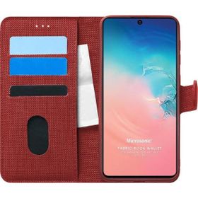 Microsonic Samsung Galaxy A91 Fabric Book Wallet Kırmızı Kılıf