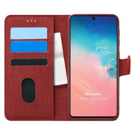 Microsonic Samsung Galaxy A91 Fabric Book Wallet Kırmızı Kılıf