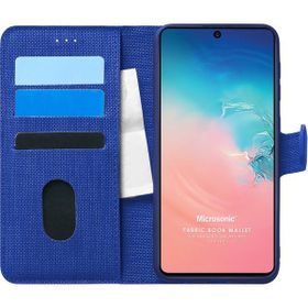 Microsonic Samsung Galaxy A91 Fabric Book Wallet Lacivert Kılıf