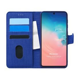 Microsonic Samsung Galaxy A91 Fabric Book Wallet Lacivert Kılıf