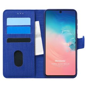 Microsonic Samsung Galaxy A91 Fabric Book Wallet Lacivert Kılıf